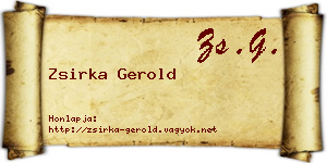 Zsirka Gerold névjegykártya